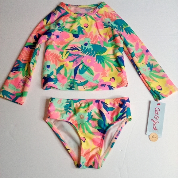 Cat & Jack Kids Swim Set - Multicolor Floral - Picture 4 of 10